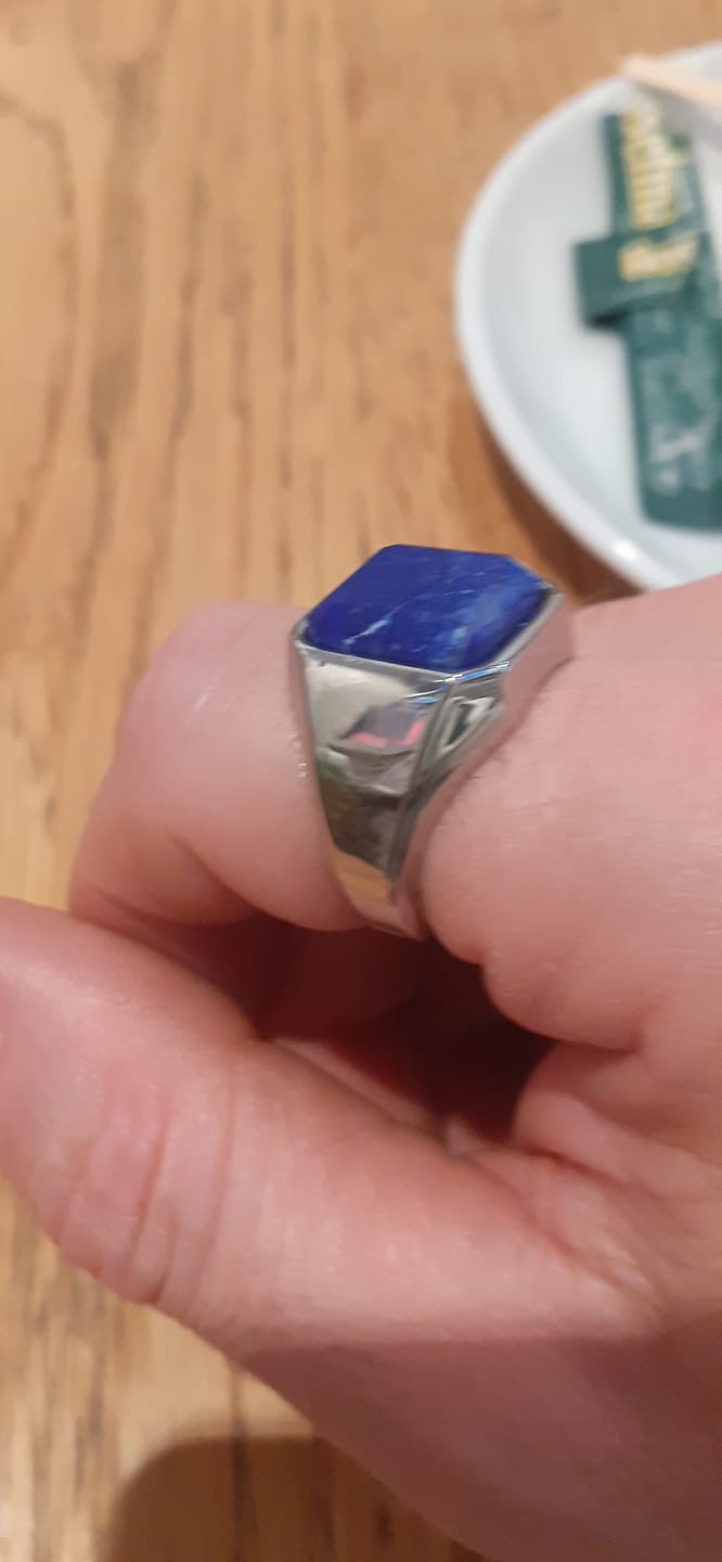 Customer photo review of Olivenorma Heilender Lapislazuli Galaxie Sternenhimmel Herren Edelstahlring