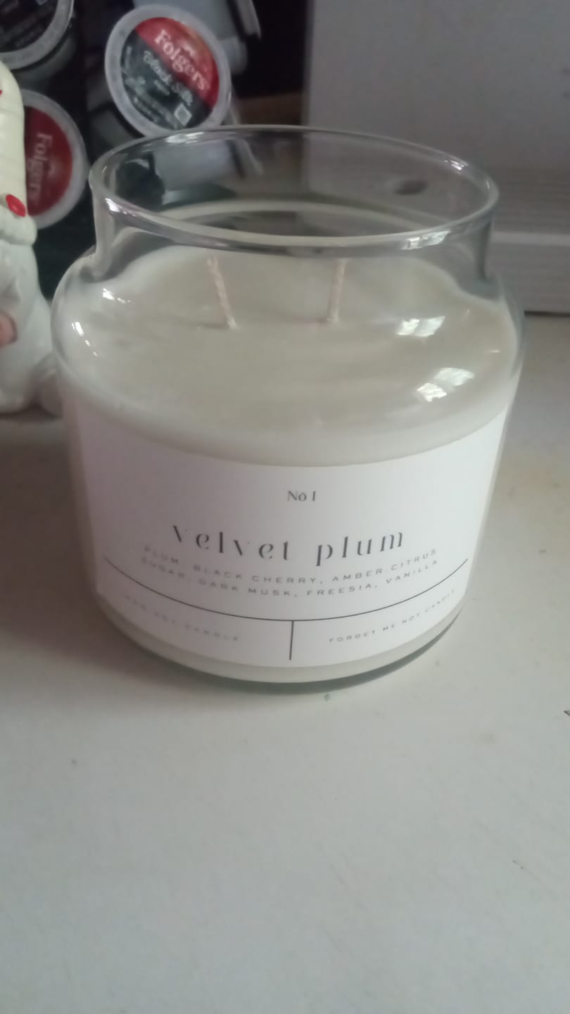 Customer photo review of Velvet Plum 22 oz Glass Candle