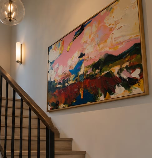 Customer photo review of Pink Horizon Rider-Abstract Western Painting