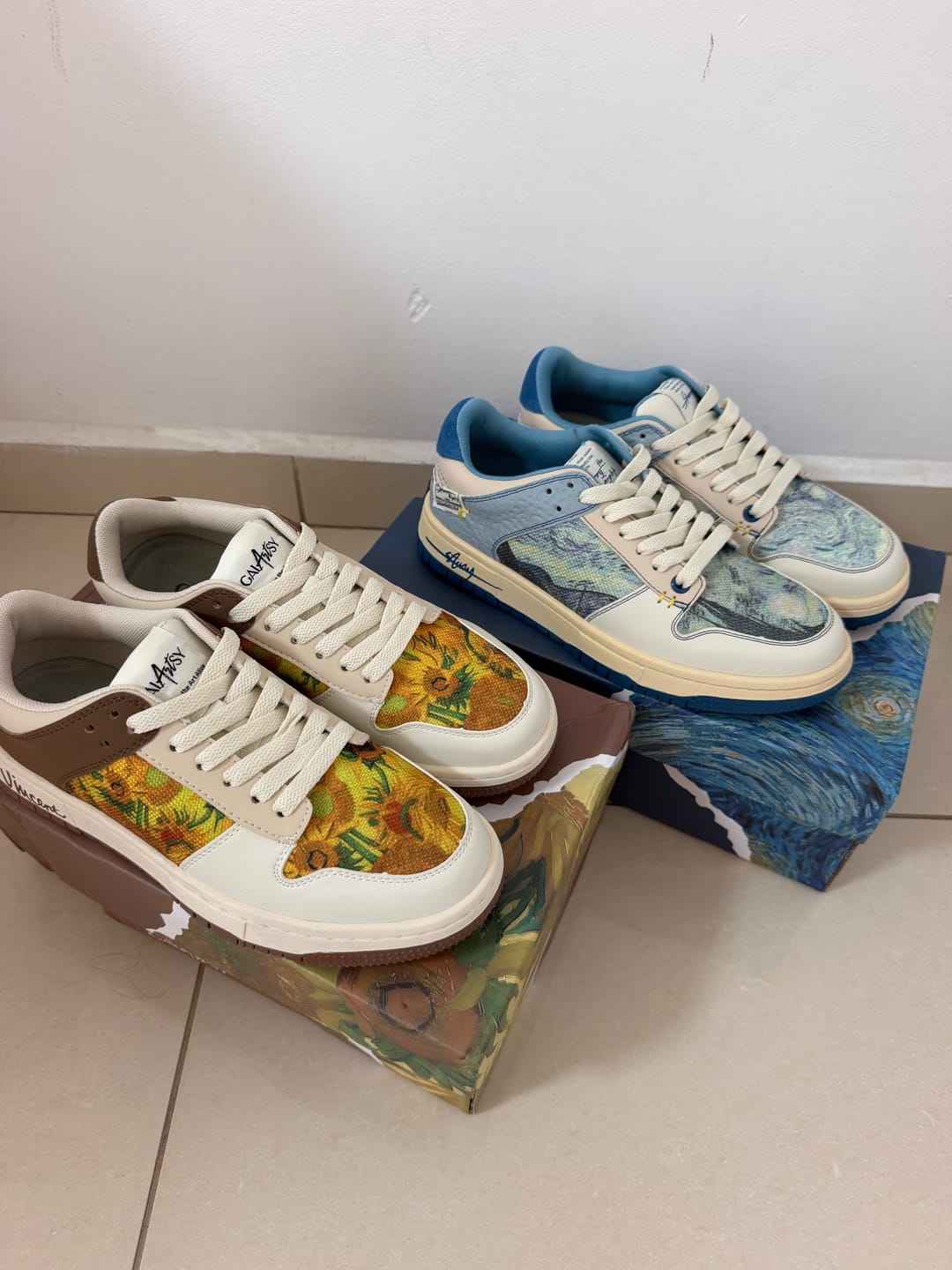 Customer photo review of Van Gogh Sunflowers inspired sneakers
