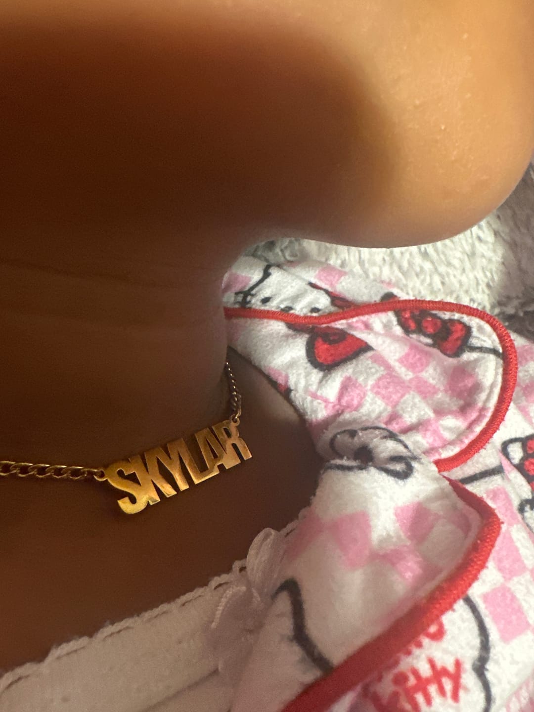 Customer photo review of Kids Block Name Necklace w/ Cuban Chain
