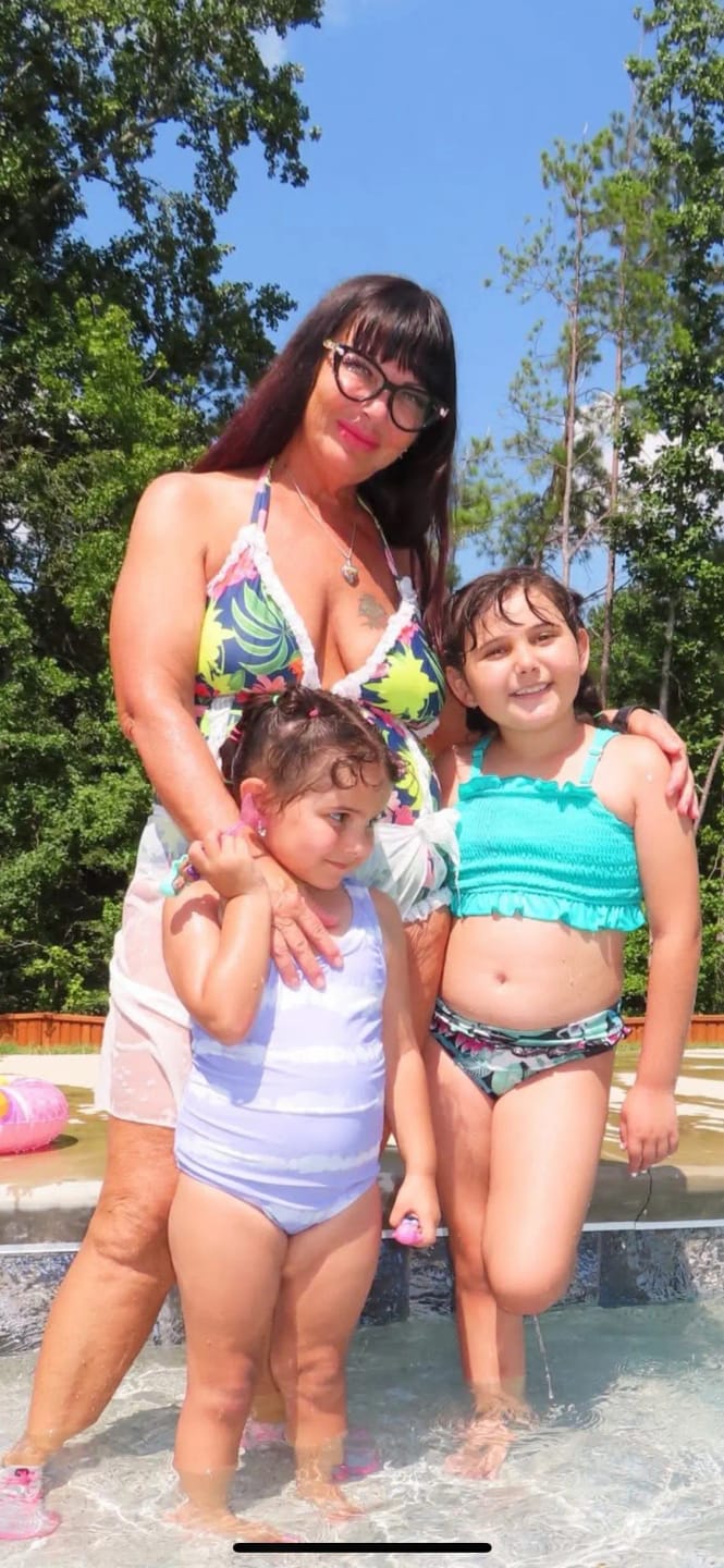 Customer photo review of Emoswim - Womens One Piece Halter V-Neck Printing Lace Adjustable Back Straps Sexy Swimsuit