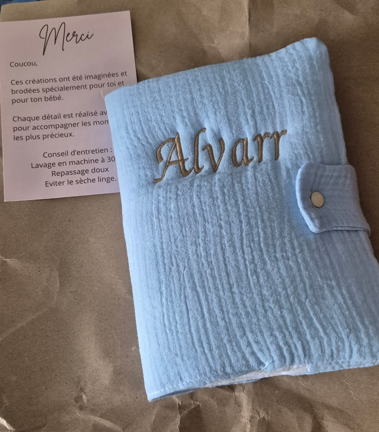 Customer photo review of Protège carnet Gaze de coton