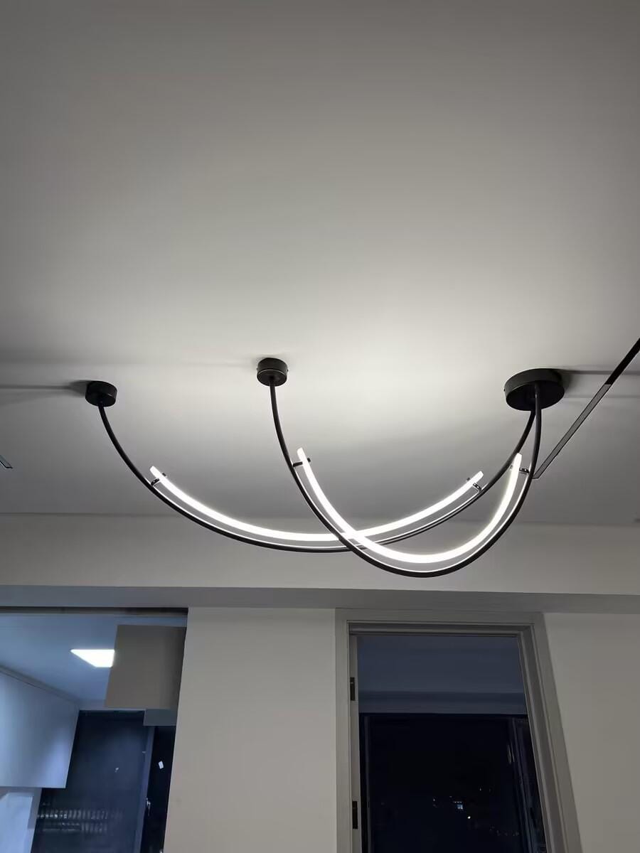 Customer photo review of Linear Pendant Light, Two Staggered LED Bars, Gold or Black