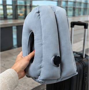 Customer photo review of HushBound Travel Pillow – Real Sleep Sitting Up, Inflates in Seconds