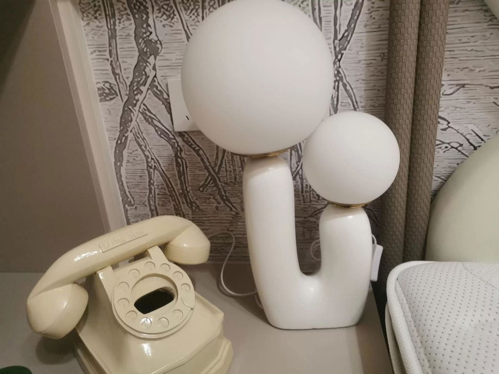 Customer photo review of Oo Table Lamp, White Glass Globe Shade, Ceramic Body, G9, Plug-In
