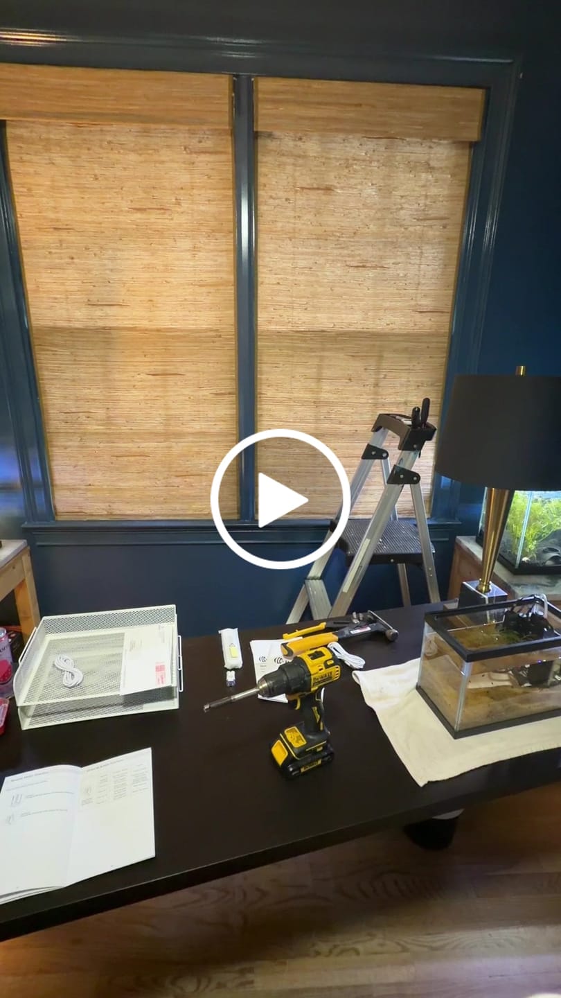 Customer video review of Bringnox Motorized Woven Wood Shades 50%/70%/100% Blackout Bareloom