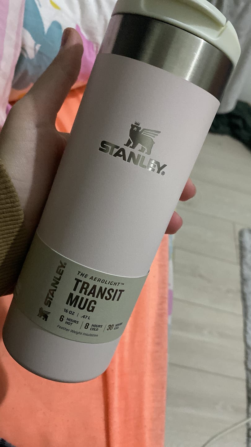 Customer photo review of Stanley The Aerolight Transit Mug Rose Quartz Metallic 0.47L