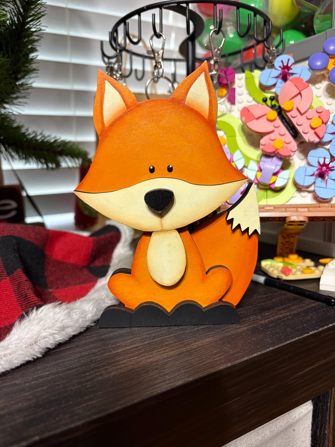Customer photo review of Unfinished Wood Layered and Etched Fox Shelf Sitter | 6" Tall | 1/4" Wood | Wood Craft DIY