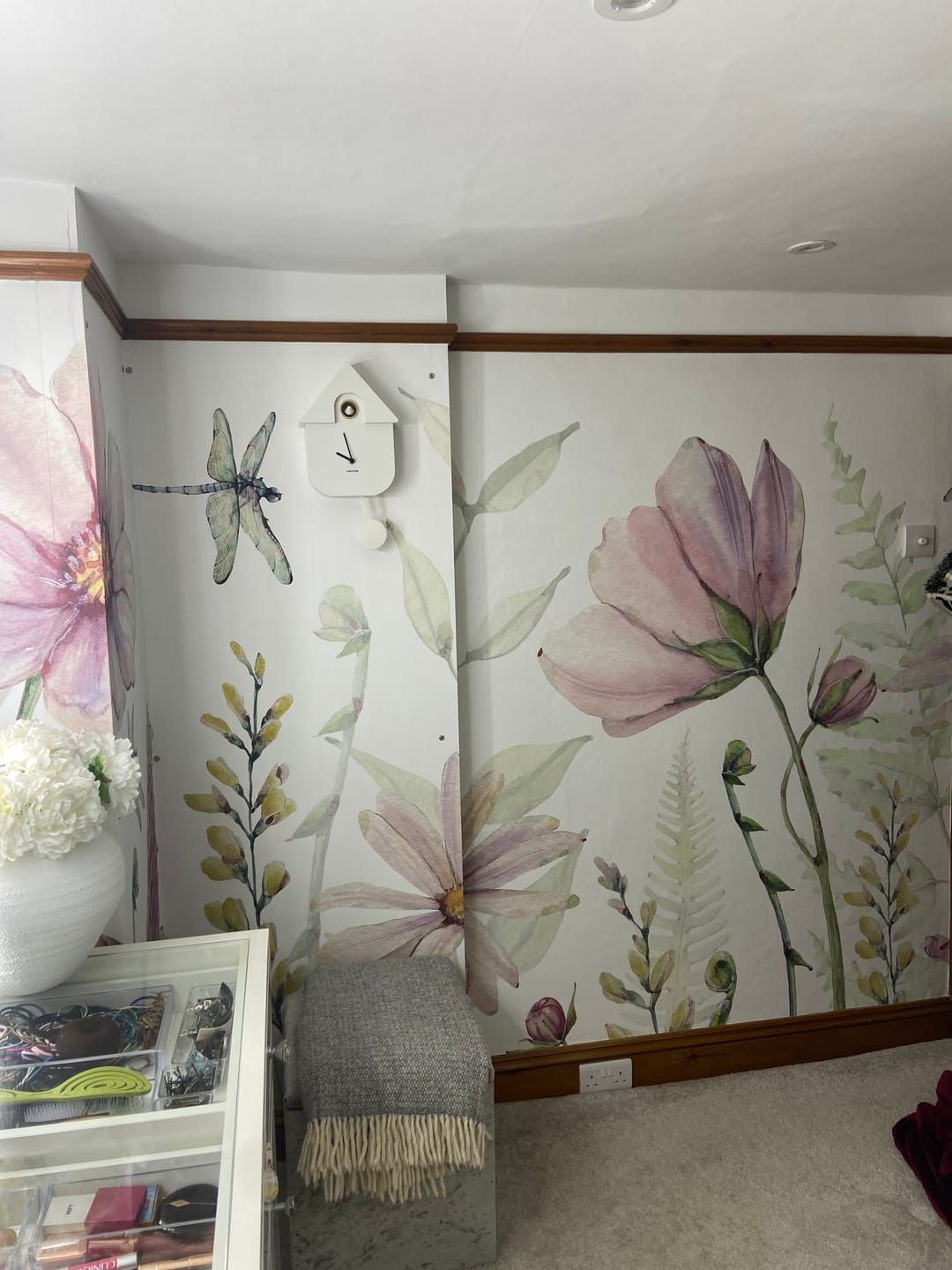 Customer photo review of Daisy - Pink Watercolour Flowers Wallpaper Mural