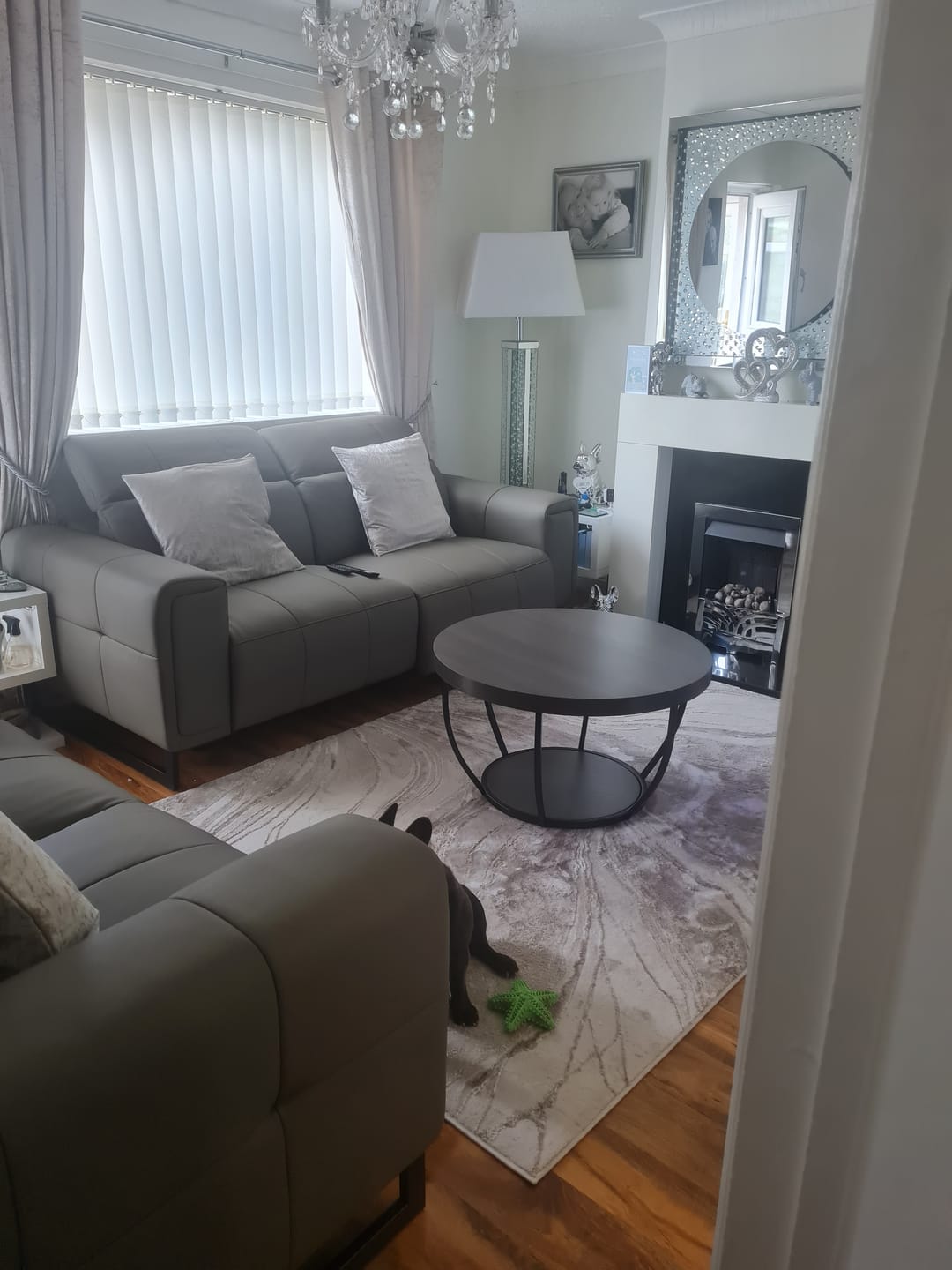 Customer photo review of Marella 3 & 2 Seater Power Reclining Sofa Set, Grey Leather