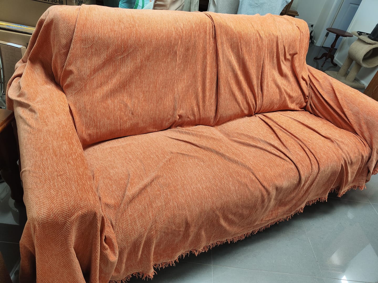 Customer photo review of Herringbone Couch Cover