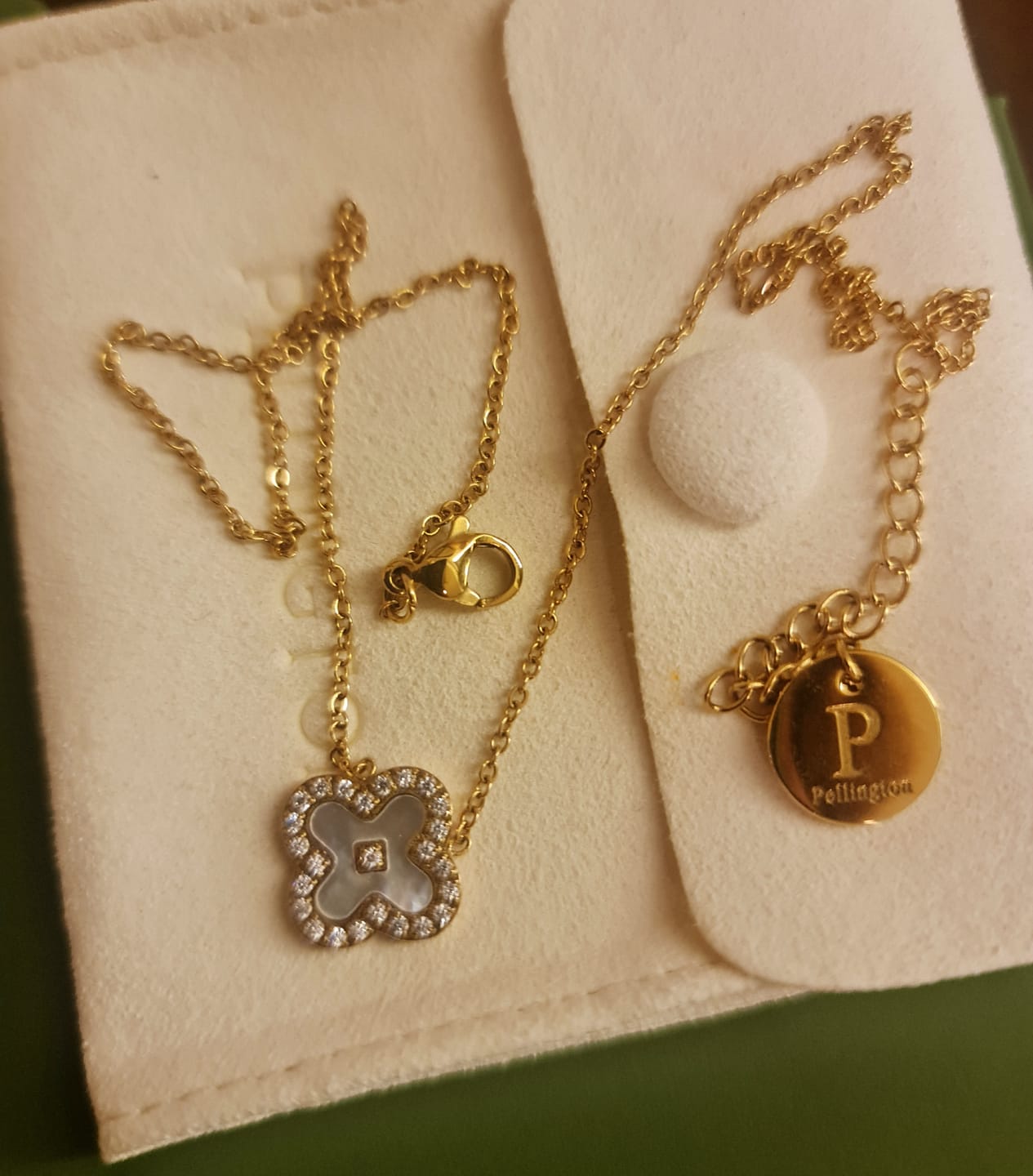 Customer photo review of Opalia Clover Opal Necklace