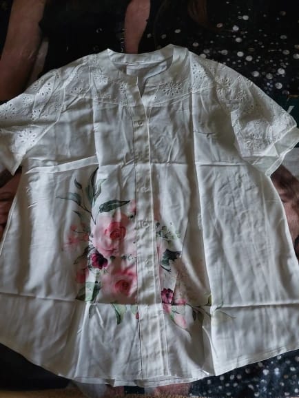 Customer photo review of Rosalie Floral Eyelet Blouse