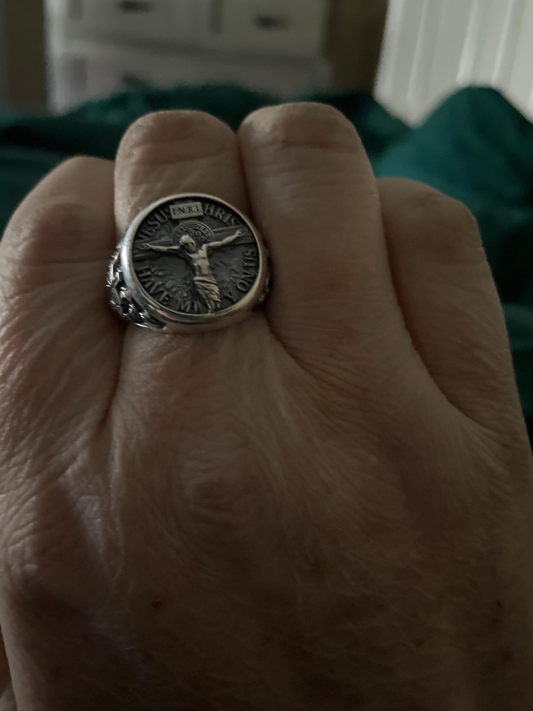 Customer photo review of Crucifix Signet Ring