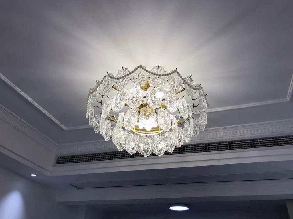 Customer photo review of Glass Pearl Pendant Light, Gold Frame, 50 to 80 cm