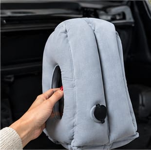 Customer photo review of HushBound Travel Pillow – Real Sleep Sitting Up, Inflates in Seconds