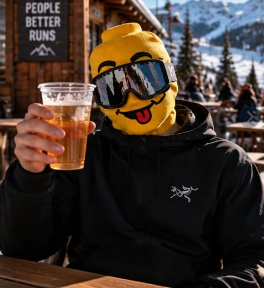 Customer photo review of SnowGrin Funny Face Ski Mask