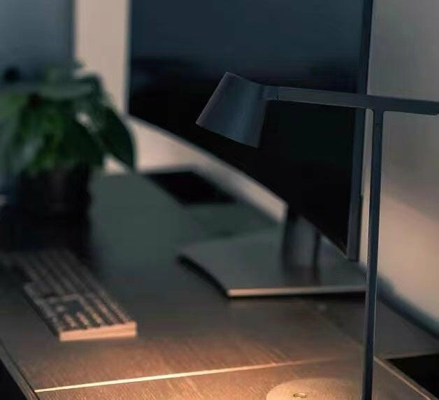 Customer photo review of Modern Table Lamp, Aluminium, Slanted Shade, Switchable Colour LED