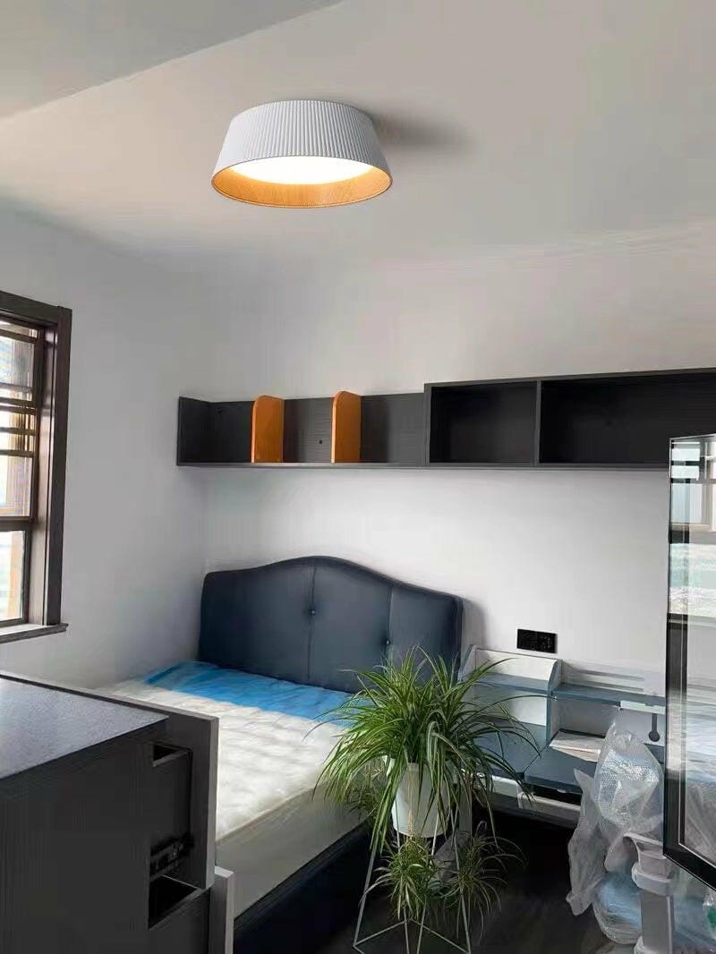 Customer photo review of Fluted Metal Ceiling Light, Wood Grain Interior, LED, 46 cm