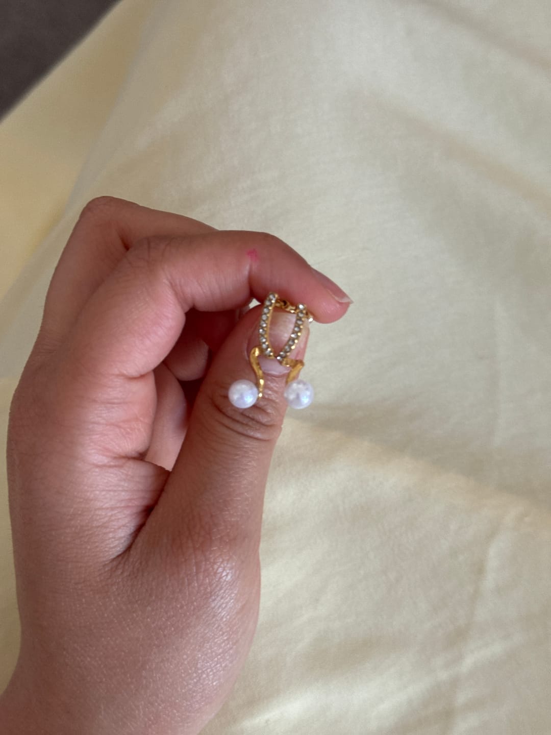 Customer photo review of Tamara Pearl Wave Earrings