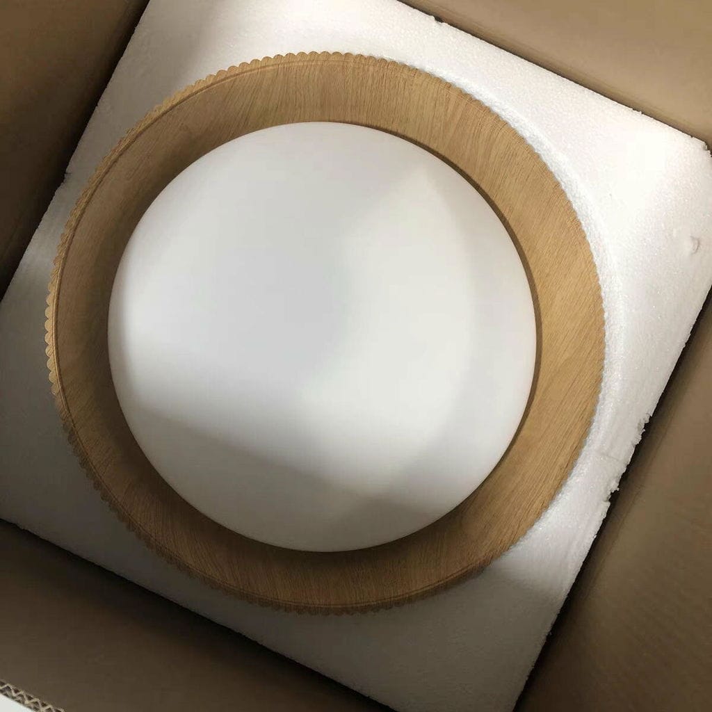 Customer photo review of Fluted Metal Ceiling Light, Wood Grain Interior, LED, 46 cm