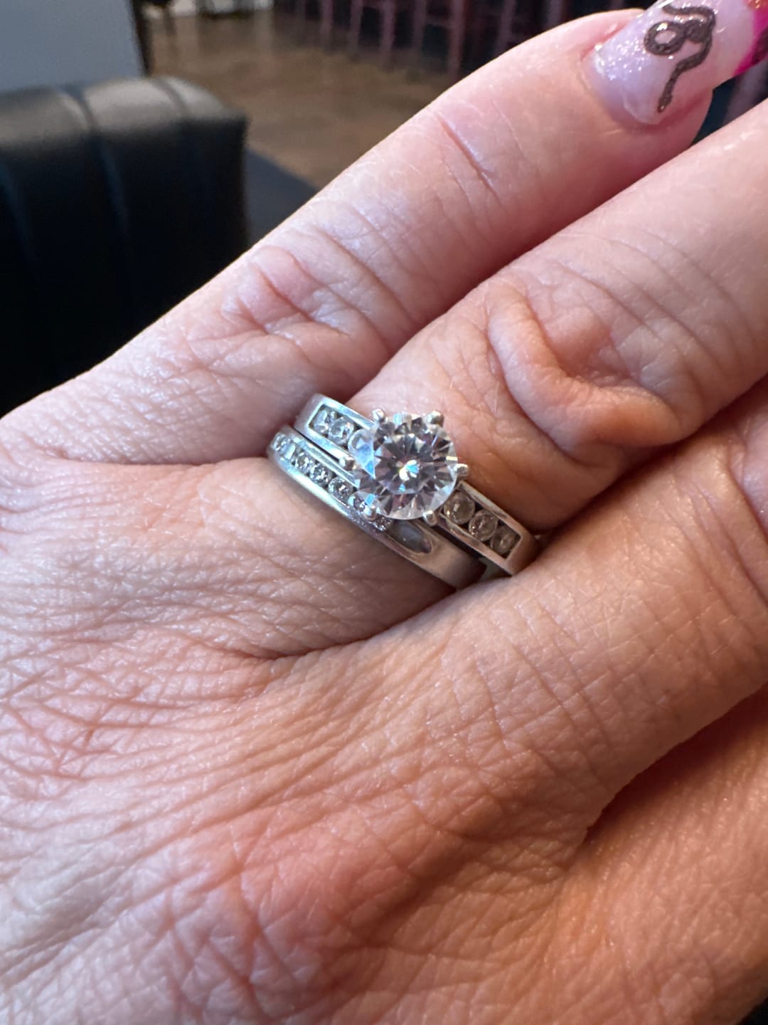 Customer photo review of Round Cut Moissanite Channel Set Engagement Ring