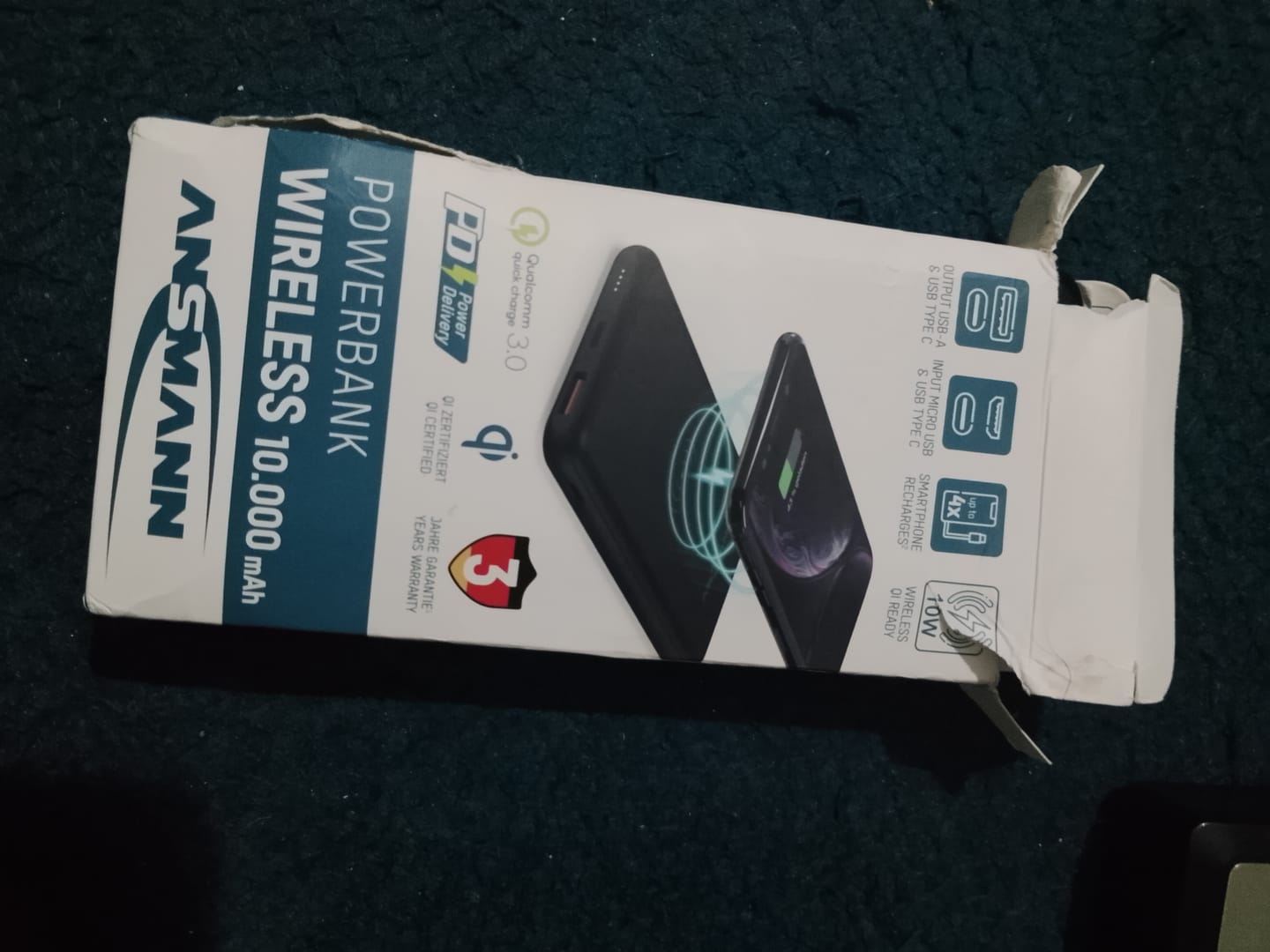 Customer photo review of ANSMANN 10,000mAH 10W Wireless Powerbank - German Lot