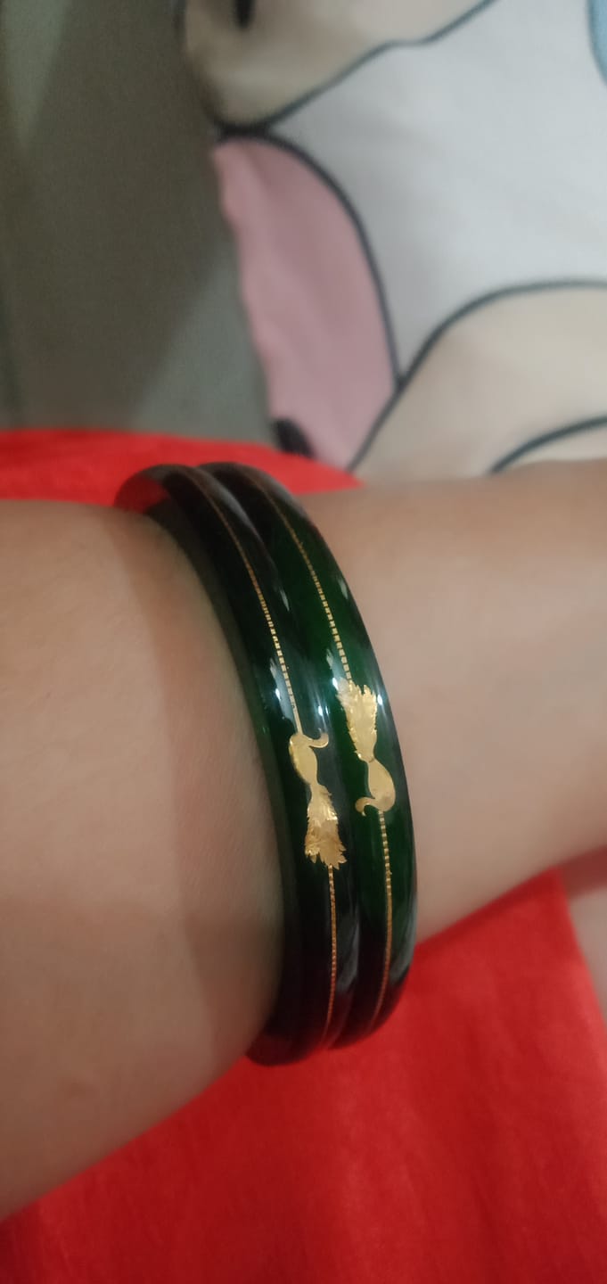 Customer photo review of "Mayur A Colorful Peacock Style!" - 916 22k Gold Bangles (Multicolour)