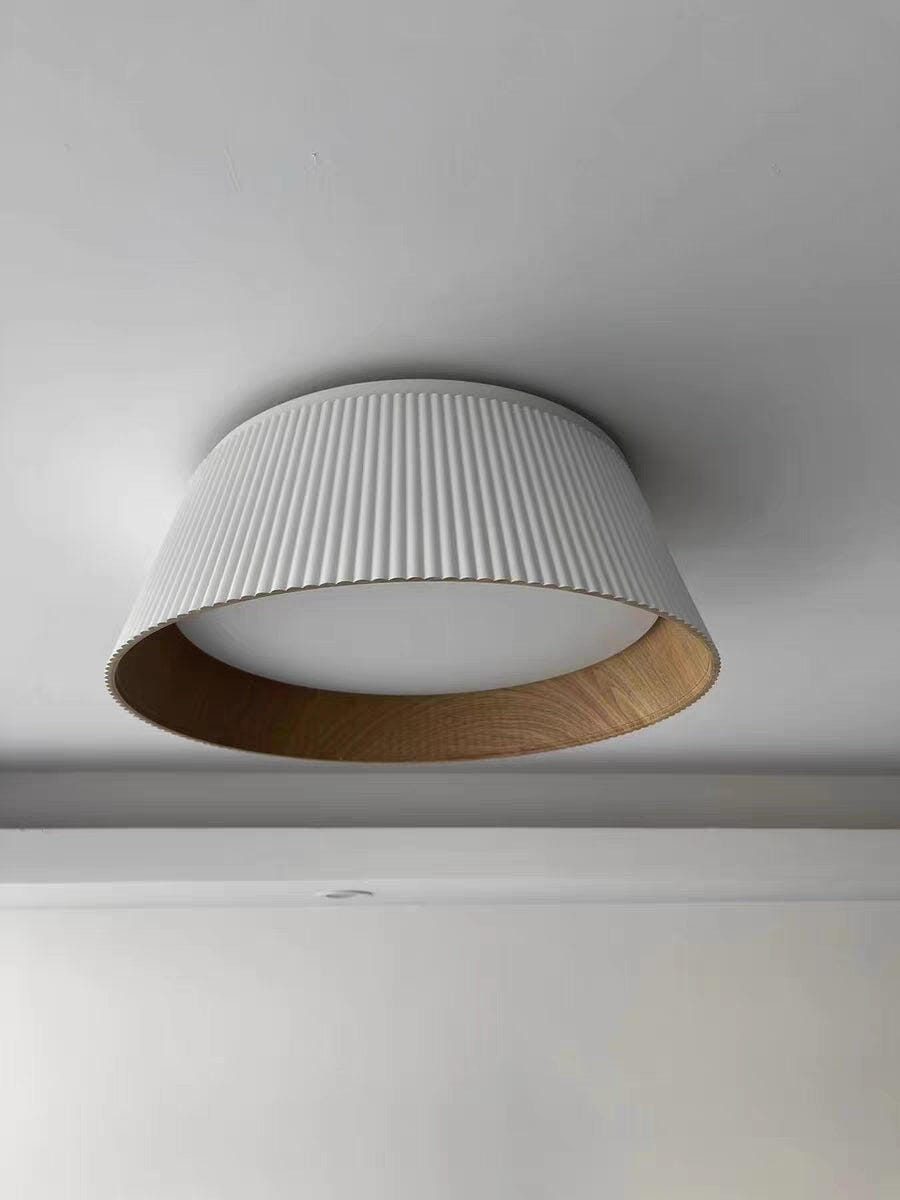 Customer photo review of Fluted Metal Ceiling Light, Wood Grain Interior, LED, 46 cm