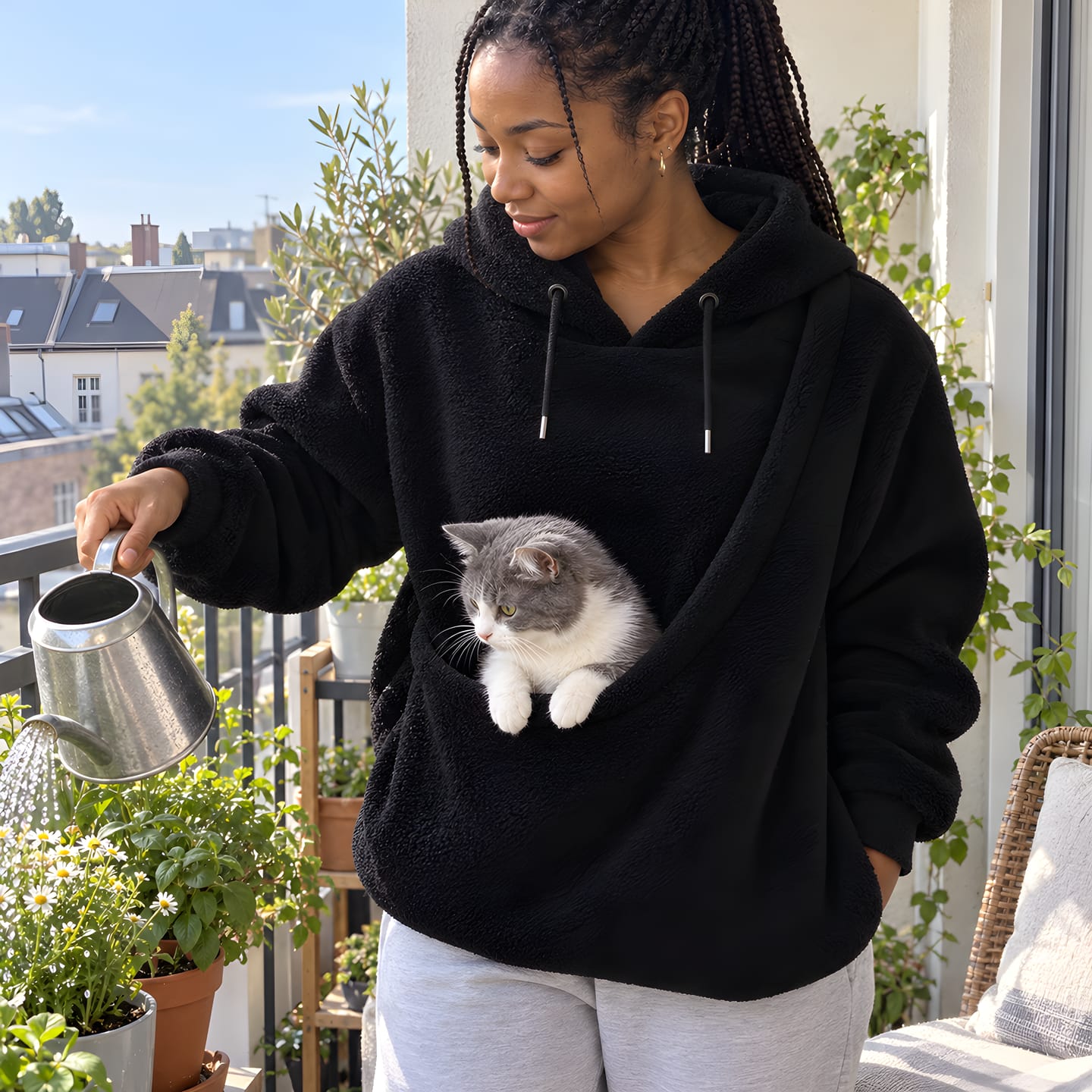 Customer photo review of Sudadera canguro para llevar a tu gato