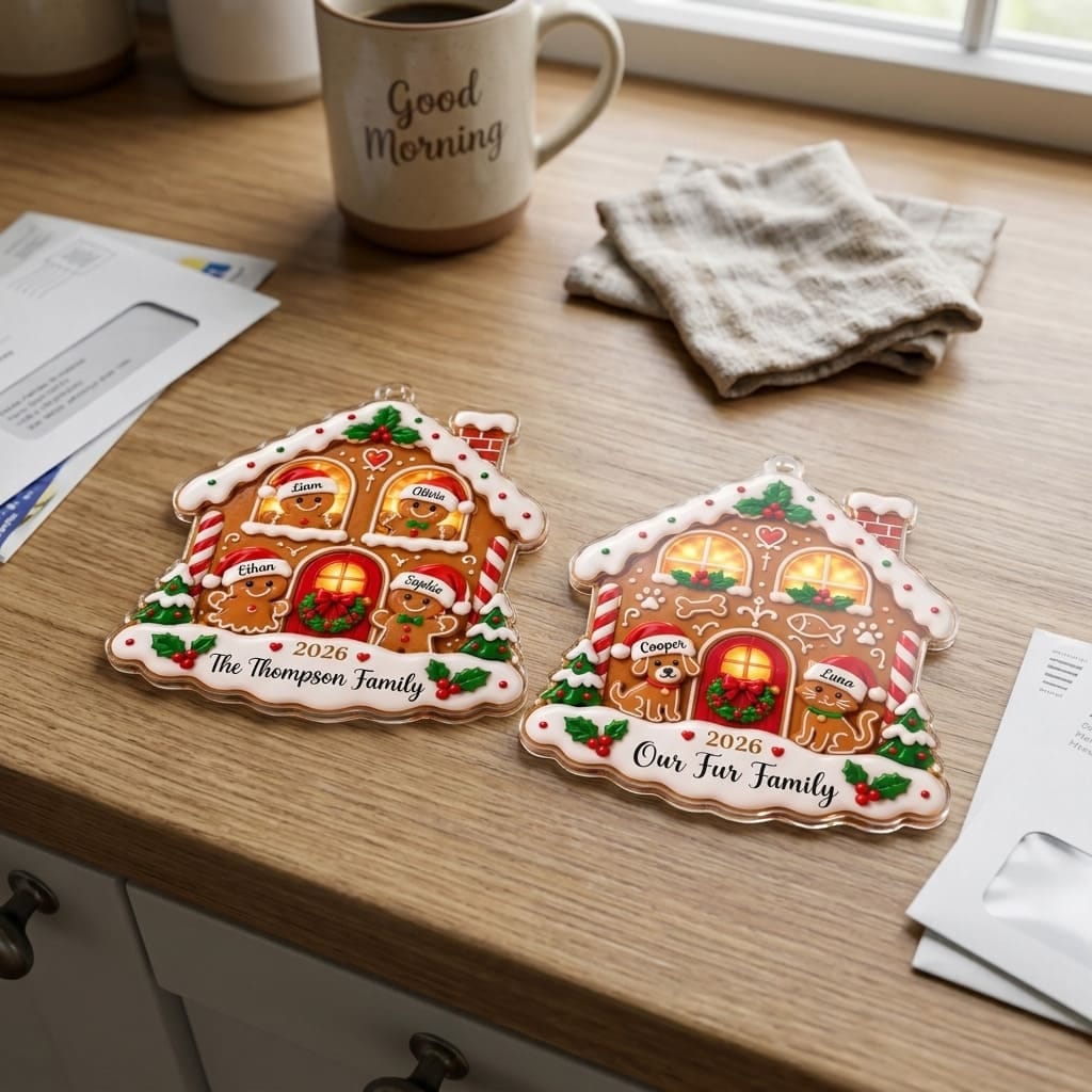 Customer photo review of (Made In The USA) Personalized Our First Christmas Engaged Vertical Drop Acrylic Ornament - Custom Photo & Name | Christmas Gift | ONM03 Couples