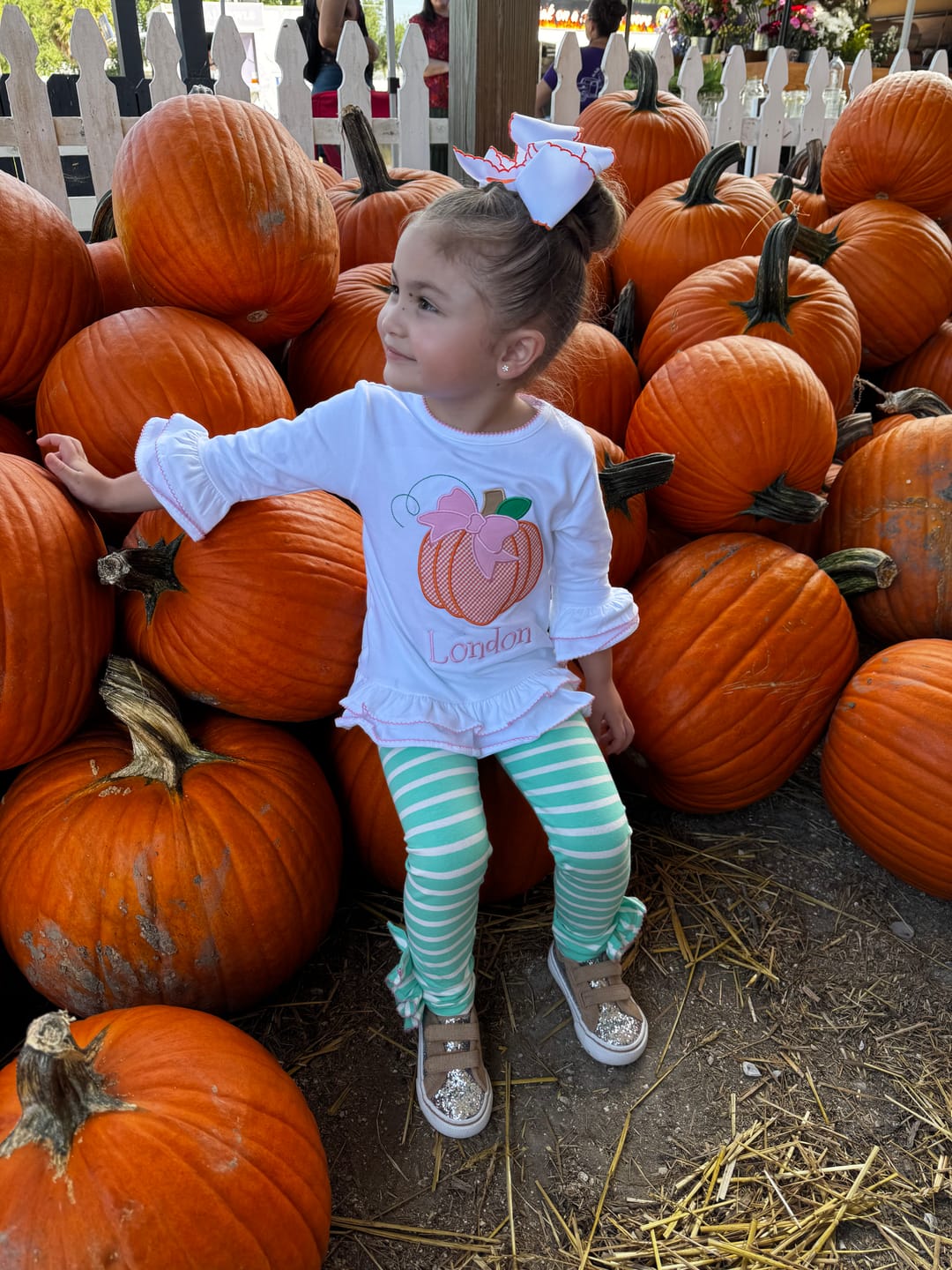 Customer photo review of Pumpkin Turquoise Stripe Milly Legging Set