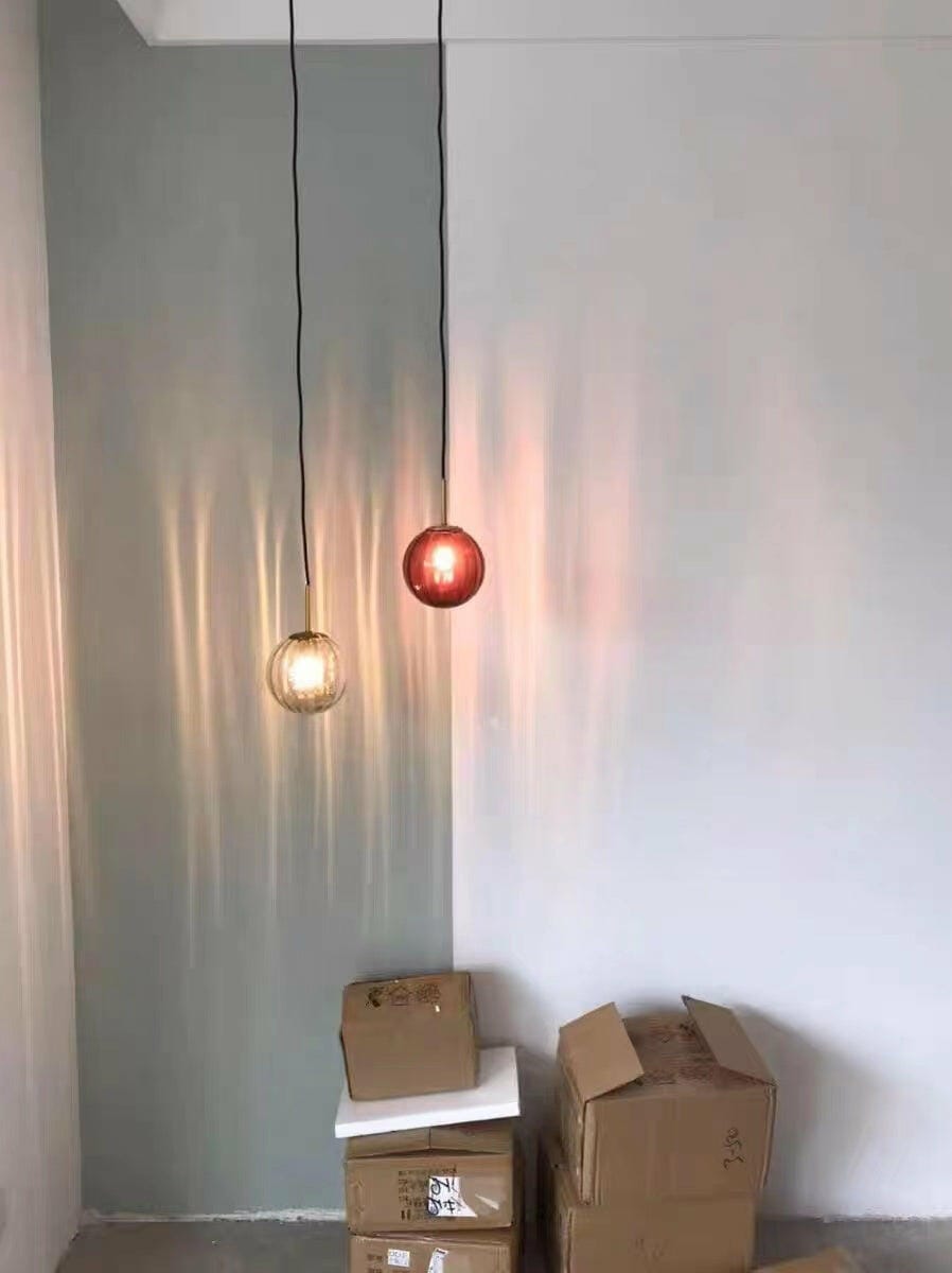 Customer photo review of Ribbed Glass Pendant Lamp, Mouth-Blown, Adjustable Cable