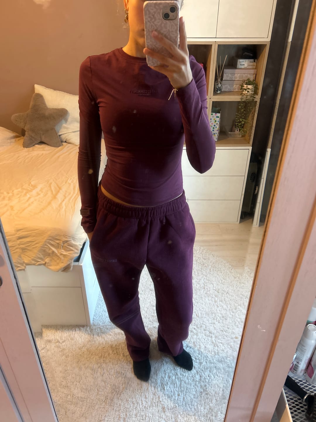 Customer photo review of BASICS LONGSLEEVE TOP DARK PLUM