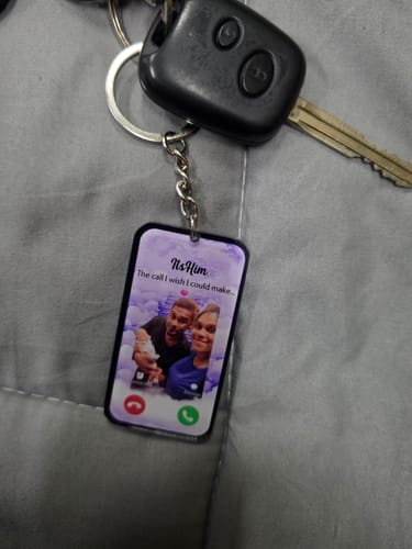 Customer photo review of The Call I Wish I Could Take Memorial Sympathy Gift Remembrance Keepsake Photo Personalized Acrylic Keychain