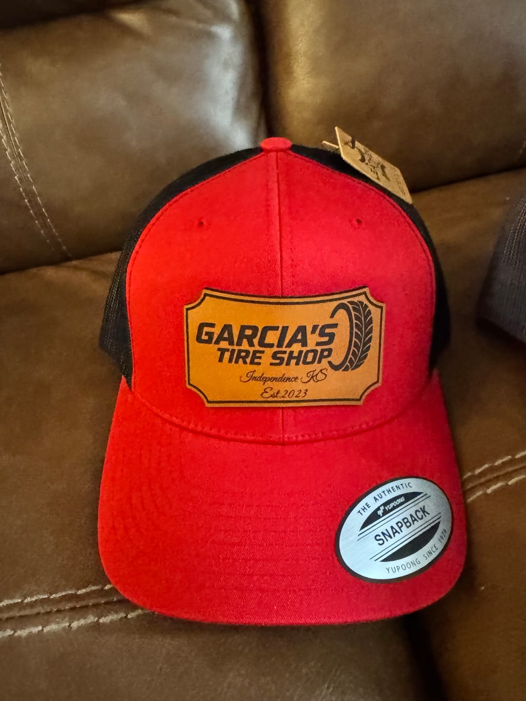 Customer photo review of Premium Custom Leather Patch Hats (Wholesale)