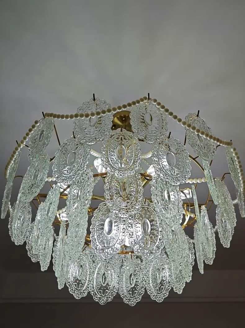 Customer photo review of Glass Pearl Pendant Light, Gold Frame, 50 to 80 cm
