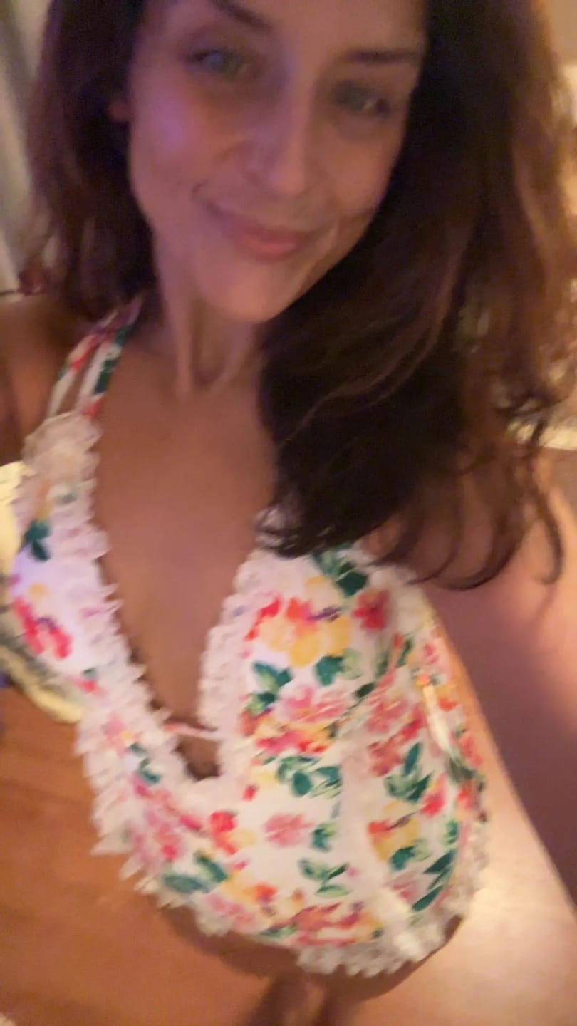 Customer photo review of Emoswim - Womens One Piece Halter V-Neck Printing Lace Adjustable Back Straps Sexy Swimsuit