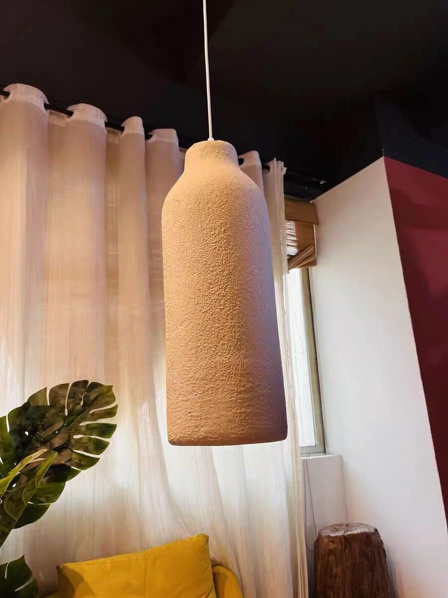Customer photo review of Barrel Pendant Light, Beige Polystyrene Shade, Adjustable Cable