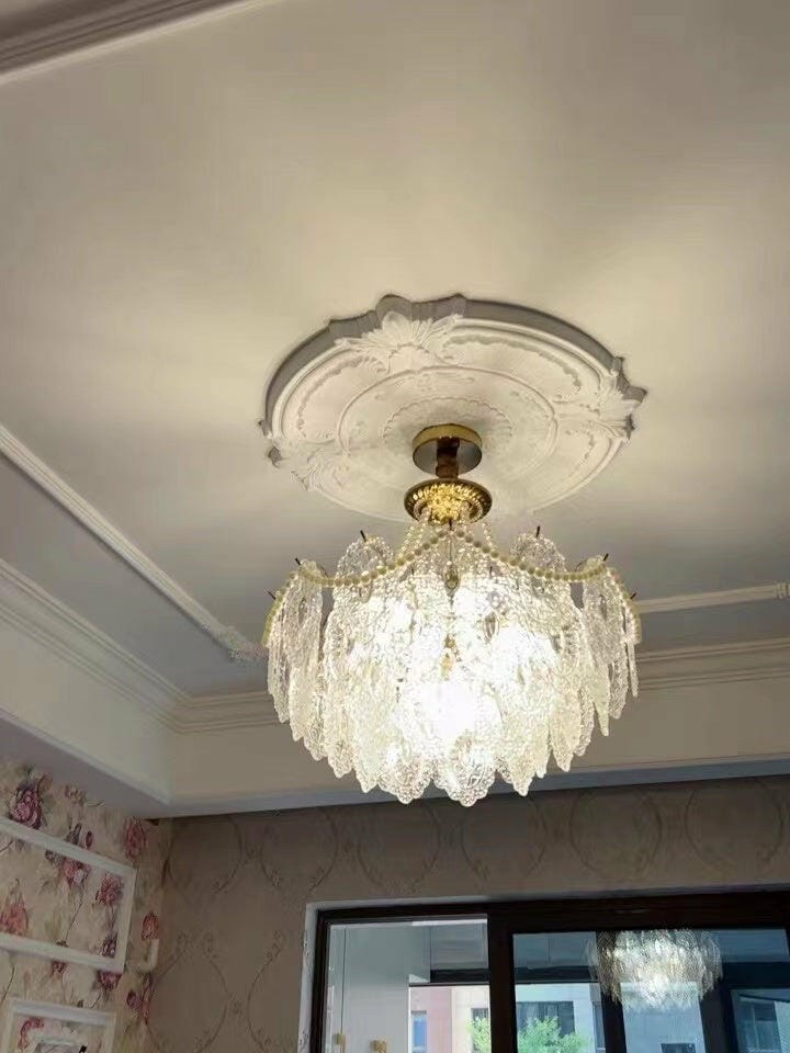 Customer photo review of Glass Pearl Pendant Light, Gold Frame, 50 to 80 cm