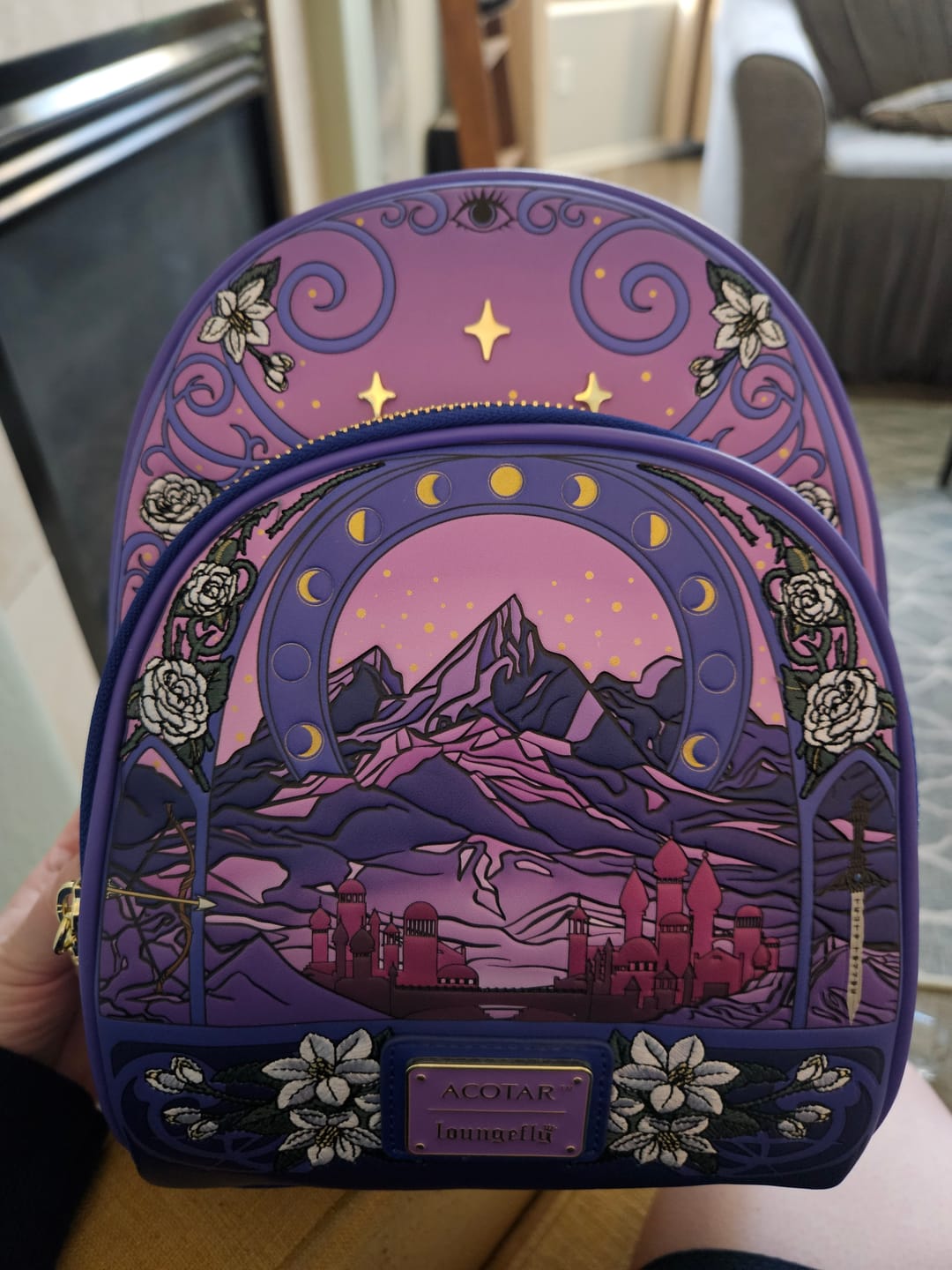 Customer photo review of Loungefly A Court of Thorns and Roses Ramiel Mountain Scented Mini Backpack