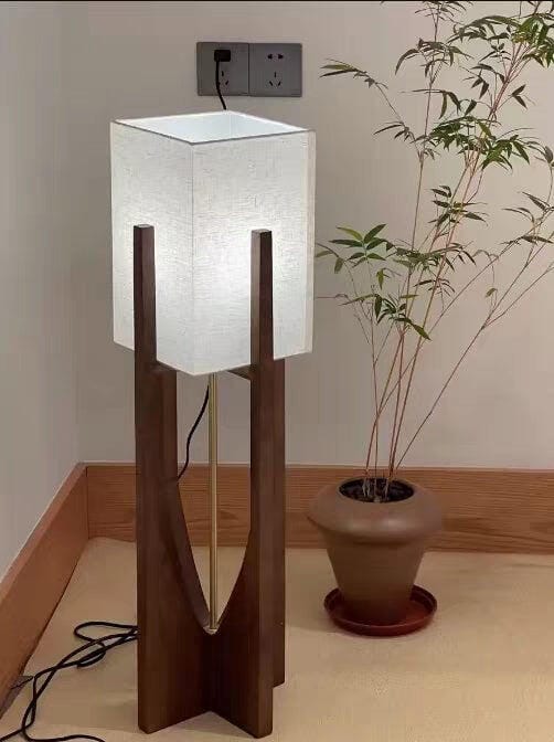 Customer photo review of Ash Wood Floor Lamp, White Fabric Shade, 145 cm, Inline Switch