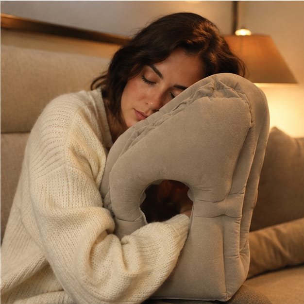 Customer photo review of HushBound Travel Pillow – Real Sleep Sitting Up, Inflates in Seconds