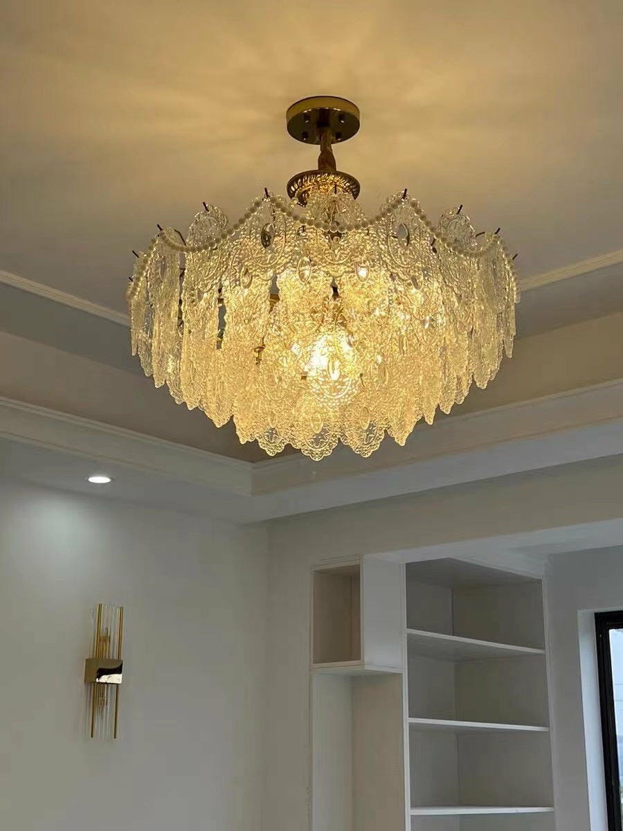 Customer photo review of Glass Pearl Pendant Light, Gold Frame, 50 to 80 cm