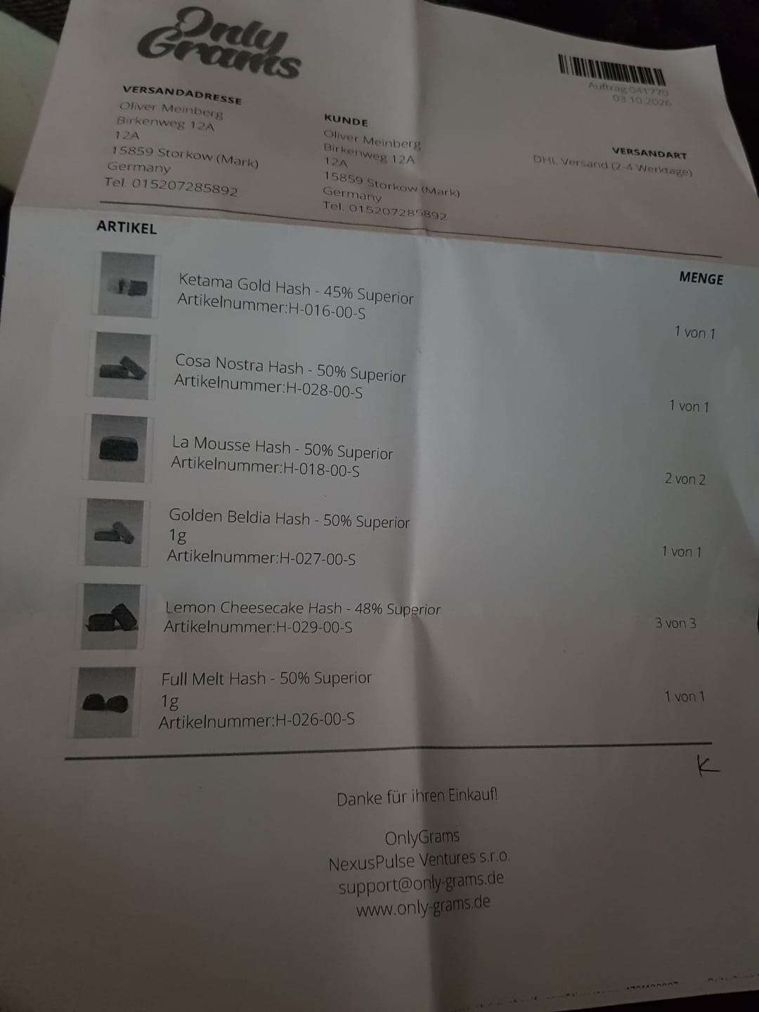 Customer photo review of Pinkman Hash - 60% Superior