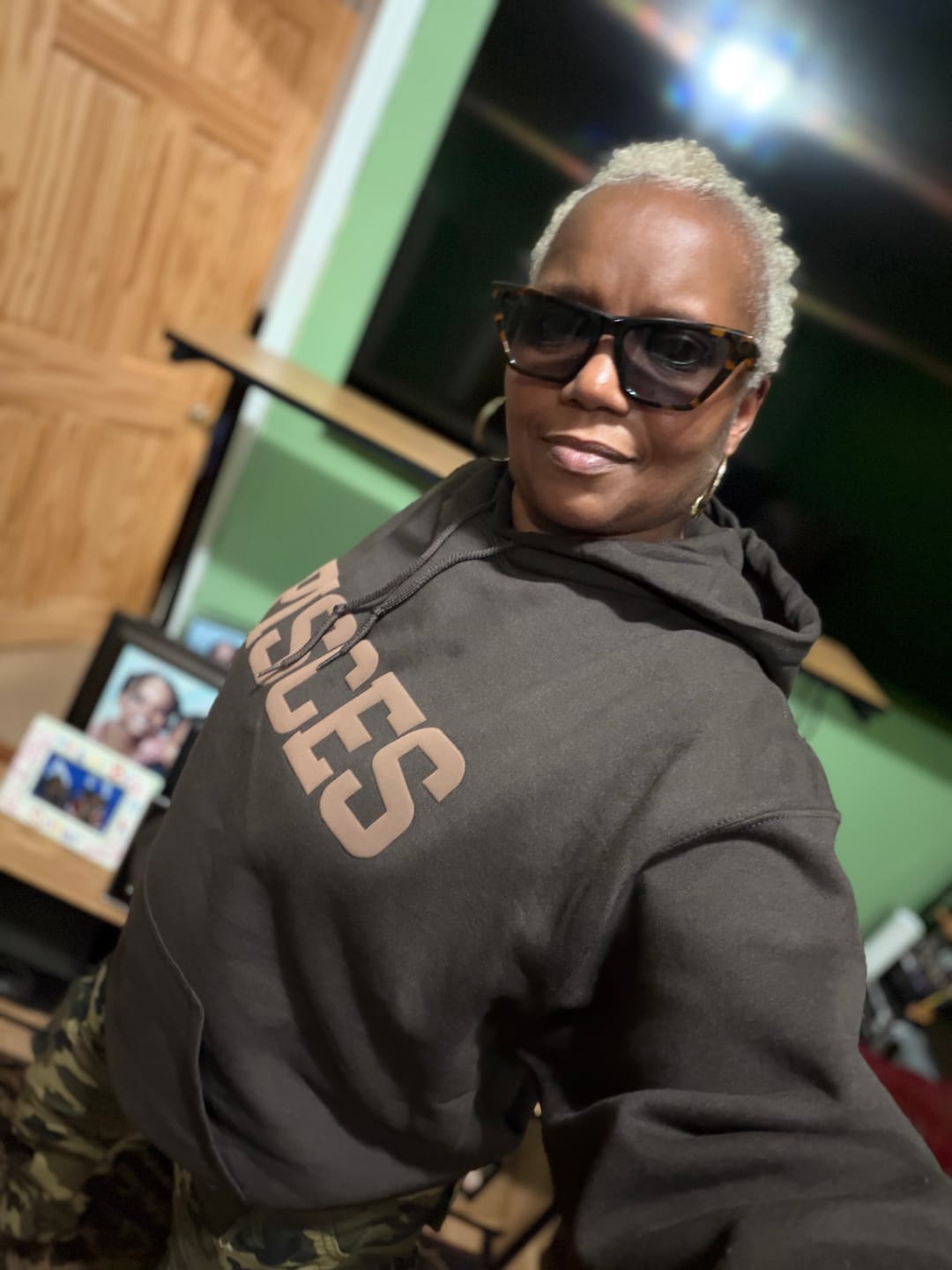 Customer photo review of Chocolate Zodiac Puff Hoodie