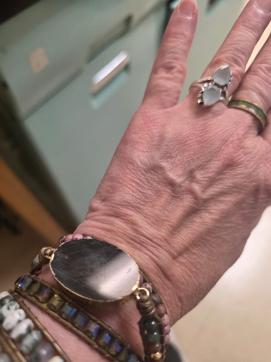 Customer photo review of Teardrop Aquamarine Stars and Moon Ring