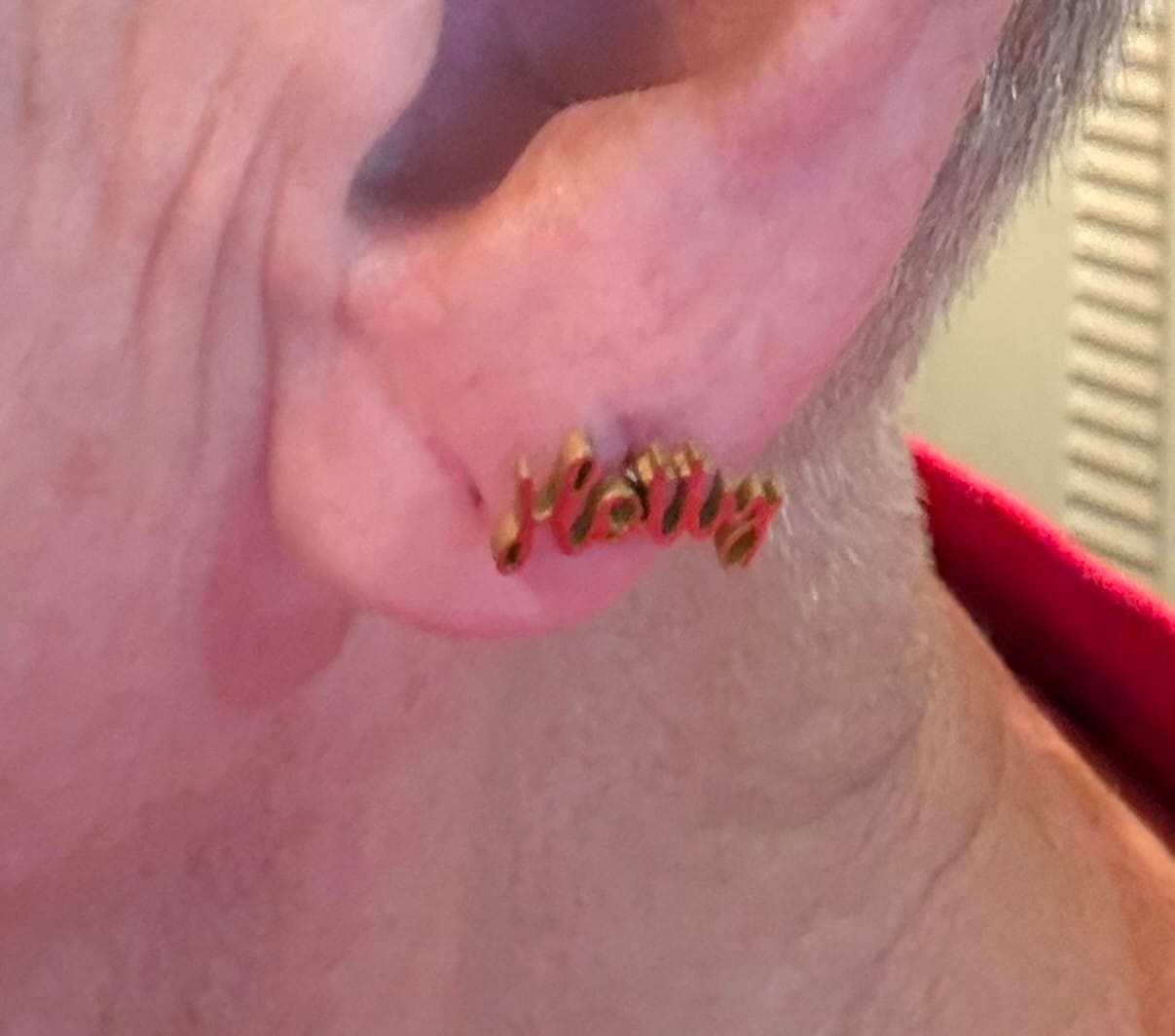 Customer photo review of Ole Miss Hotty Toddy Gold Stud Earrings- SO CUTE- Ole Miss Gift - Ole Miss Football Hypoallergenic Gold Stud Earrings