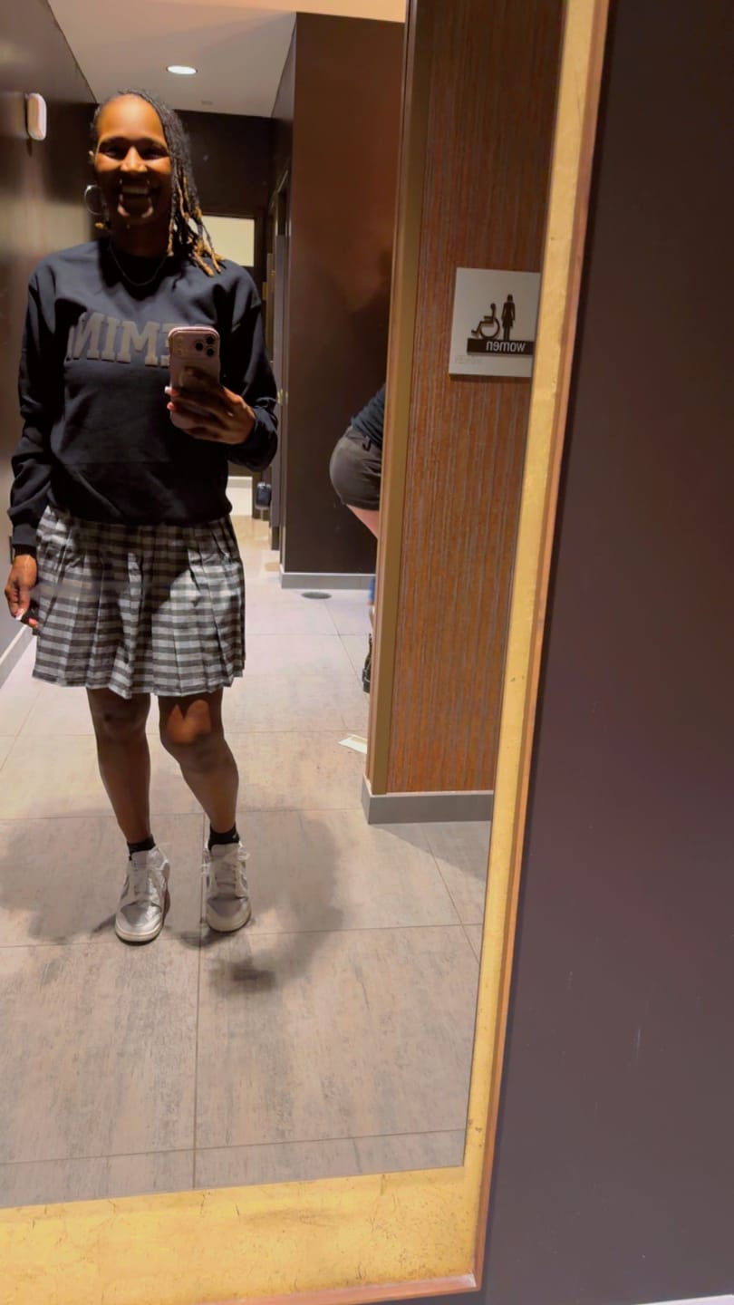 Customer photo review of Black Zodiac Puff Print Crewneck